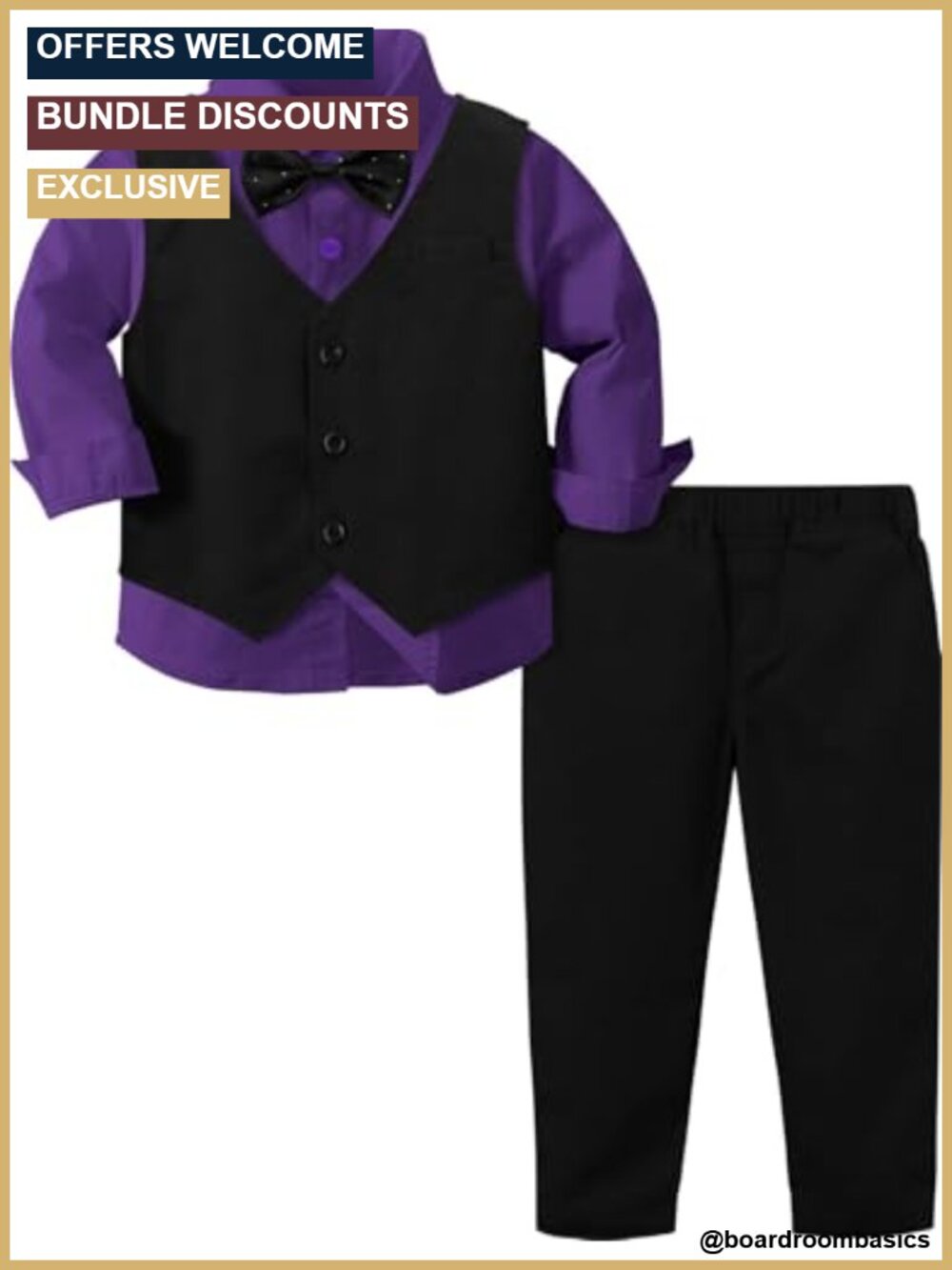 Toddler Boys 4pc Formal Suit Vest Shirt Pants Bow Tie 12M-5T